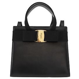 Sac à main Vara Bow convertible en cuir Salvatore Ferragamo petit Noir