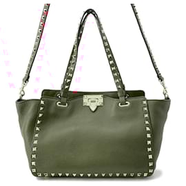 Valentino Garavani-Valentino Garavani Rockstud Leather Handbag-Red