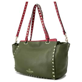 Valentino Garavani-Valentino Garavani Rockstud Leather Handbag-Red