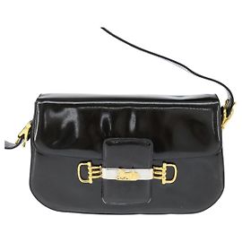 Céline Pochette en cuir à rabat Vintage Carriage de Celine Noir