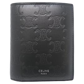 Céline Celine Triomphe Compact Wallet Black