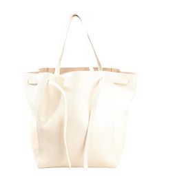 Céline Celine Cabas Phantom Medium Leather Shoulder Bag in White Beige