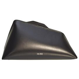 The Attico 8.30PM Black Triangle Clutch Bag Structured Leather Geometric Design Black