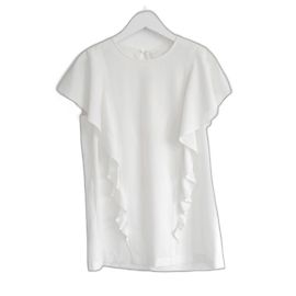 Hugo Boss Boss Creme Rüschensaum Bluse Roh