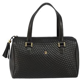 Bally Vintage Handbag Quilted Leather Black