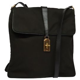 Borsa a tracolla vintage Prada in tessuto Cachi