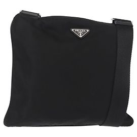 Prada Flat Messenger Bag Tessuto Medium Black