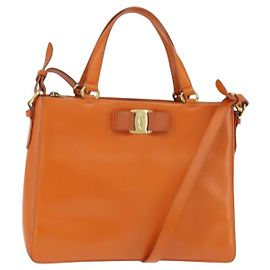 Bolsa Vala de couro Salvatore Ferragamo Laranja