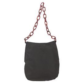 Bolsa de ombro de corrente de resina Prada em nylon Marrom