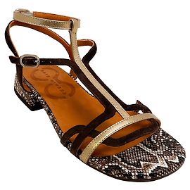 Chie Mihara Dali Campan Snake Ante Testa Sandals Brown
