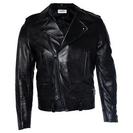 Giacca da motociclista in pelle di agnello nera Saint Laurent Nero