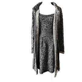 Conjunto de Vestido e Colete Dior Tweed Cinza Cinza