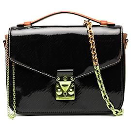 Louis Vuitton-Louis Vuitton Black Shiny Epi Leather and Monogram Reverse Mini Pochette Metis-Black