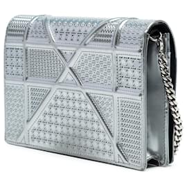 Dior-Dior Silver Baby Patent Microcannage Diorama Crossbody-Silvery