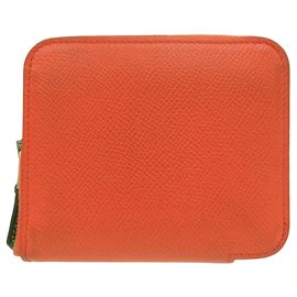 Estojo para moedas compacto Azap em seda Hermès Laranja