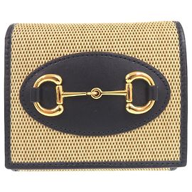 Gucci Horsebit Bifold Wallet Beige Navy blue