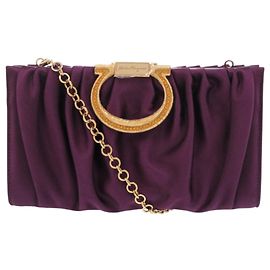 Pochette en satin Gancini Salvatore Ferragamo Violet