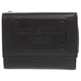Dolce & Gabbana Black Leather Tri-fold Wallet Black