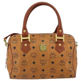Bolsa MCM Visetos em lona e couro Marrom