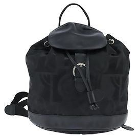 Salvatore Ferragamo Flap Buckle Backpack Printed Neoprene Black