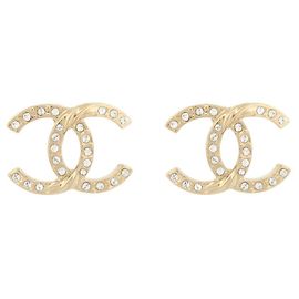 NEUE CHANEL CC LOGO STRASS GOLDMETALL OHRRINGE BOX Golden