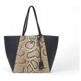 NEUF SAC A MAIN LOUIS VUITTON LOCKME CABAS N92917 CUIR ET PYTON TOTE BAG Noir