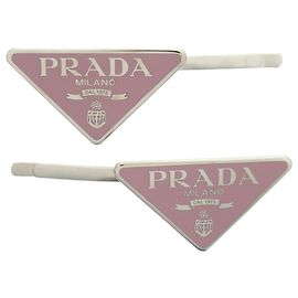 Clipe de cabelo metálico rosa e prata da Prada Prata Rosa