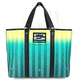 Louis Vuitton-Louis Vuitton Damier Stripe Weekend Tote PM-Black,Green,Yellow