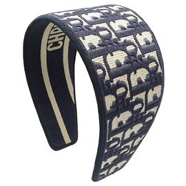 Faixa de cabeça em lona Oblique Christian Dior Marinho Azul marinho