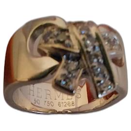 Hermès ring in white gold and diamonds size 50 White