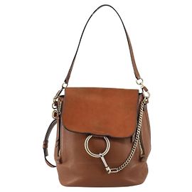 Chloé Mochila Faye em couro e camurça Chloe - Pequena Marrom