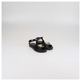 Autre Marque-Versace Kids Black Patent Leather Medusa Ankle Sandals-Black