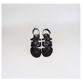 Schwarze Leder-Sandalen mit Riemchen von Gianvito Rossi Schwarz