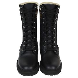 Fendi Black Leather and Zucca Stretch Fabric Rockoko Boots Black