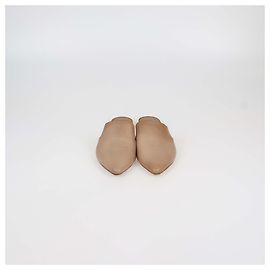 Vince Tan Leather Flat Mules Beige