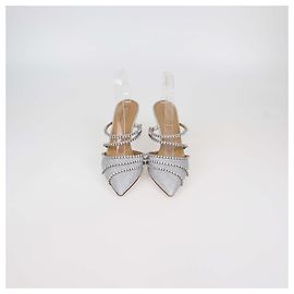 Mules Luminosos com Strass Prateado e Cristais Aquazzura Prata