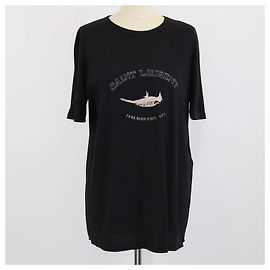 Camiseta Saint Laurent Free Bird Tour de algodón negro Negro