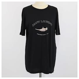 Saint Laurent-Saint Laurent Black Cotton Free Bird Tour T-Shirt-Black