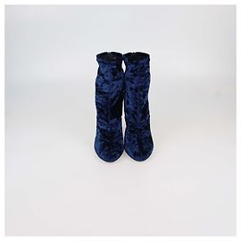 3.1 Phillip Lim Metallic Blue Velvet Kyoto Ankle Boots Blue