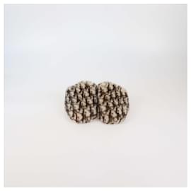 Christian Dior-Christian Dior Brown/White Oblique Mink Fur Mules-Brown,White