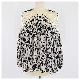 Blusa in cotone nero/bianco con ricamo a rete master Zimmermann Nero Bianco