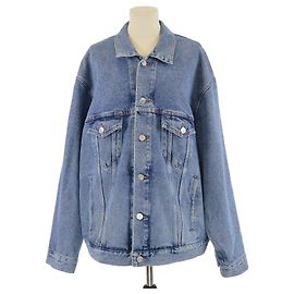 Chaqueta Logo de Denim Indigo Lavado a Piedra Gran Ajuste Balenciaga Otro