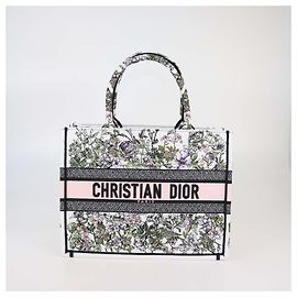 Tote Medium Brodé Floral Blanc/Rose Christian Dior Rose Blanc