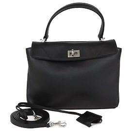 Sac à main mini Rodeo en cuir noir Balenciaga Noir