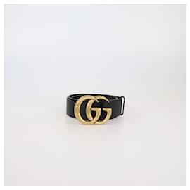 Gucci-Cinto largo de couro preto GG Marmont da Gucci-Preto
