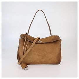 Sac à main medium Rodeo en suède ciré marron Balenciaga Marron