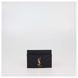 Saint Laurent Black Matelasse Leather Cassandre Card Holder Black