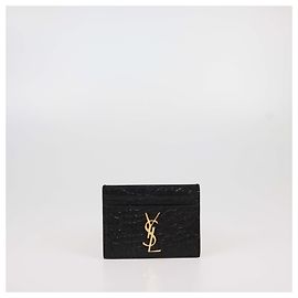 Tarjetero Cassandre de cuero negro con estampado de cocodrilo Saint Laurent Negro