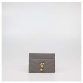 Tarjetero Cassandre de cuero matelassé gris de Saint Laurent Gris