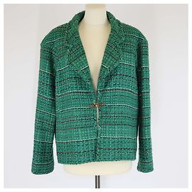 Chanel Green Tweed Twist Lock Jacket Green